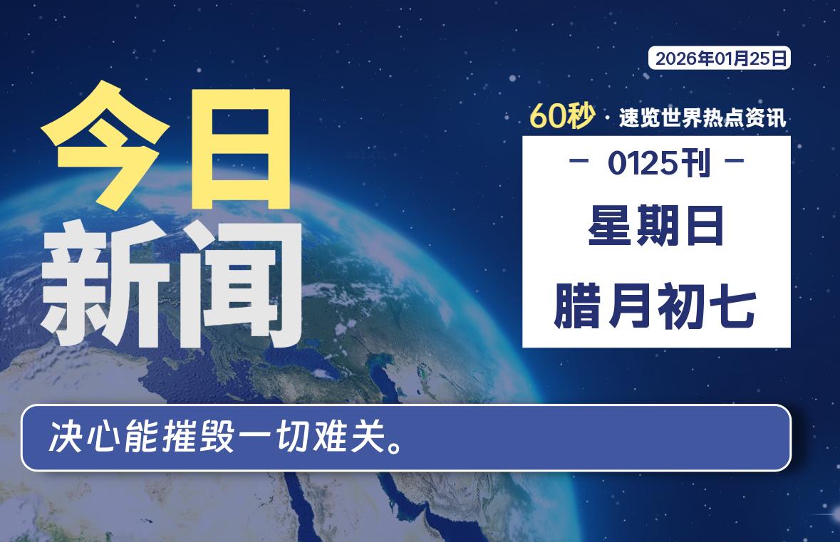 01月25日，星期日, 每天60秒读懂全世界！-安忆小屋